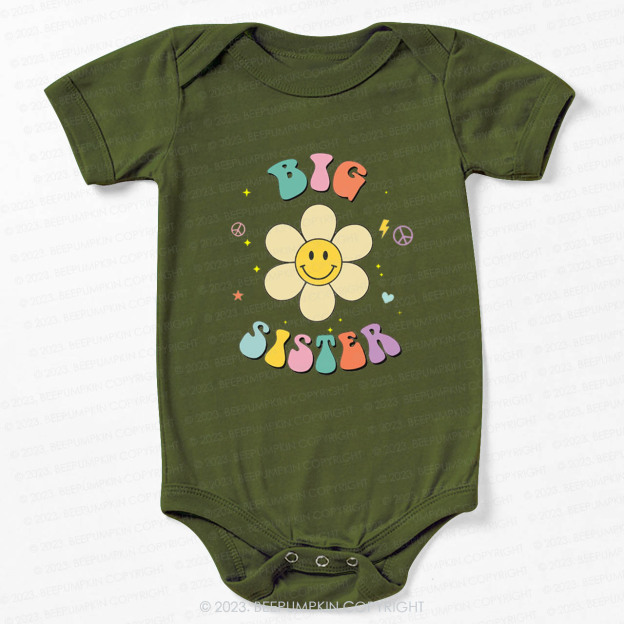 Personalized Smiley Face Flower Sibling Bodysuit For Baby
