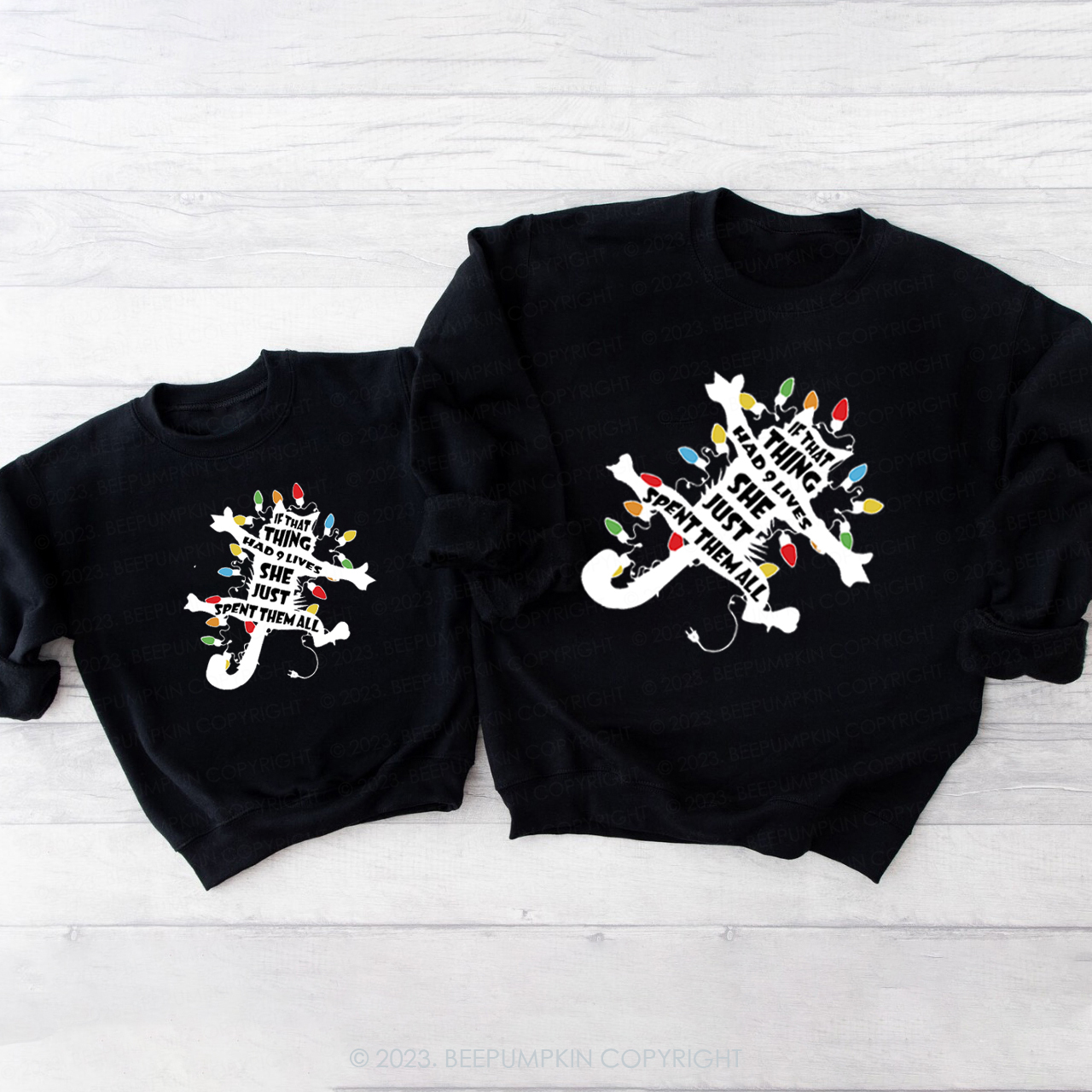 Black Cat Funny Christmas Family Matching Sweatshirts