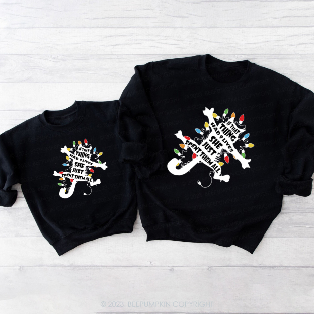 Black Cat Funny Christmas Family Matching Sweatshirts