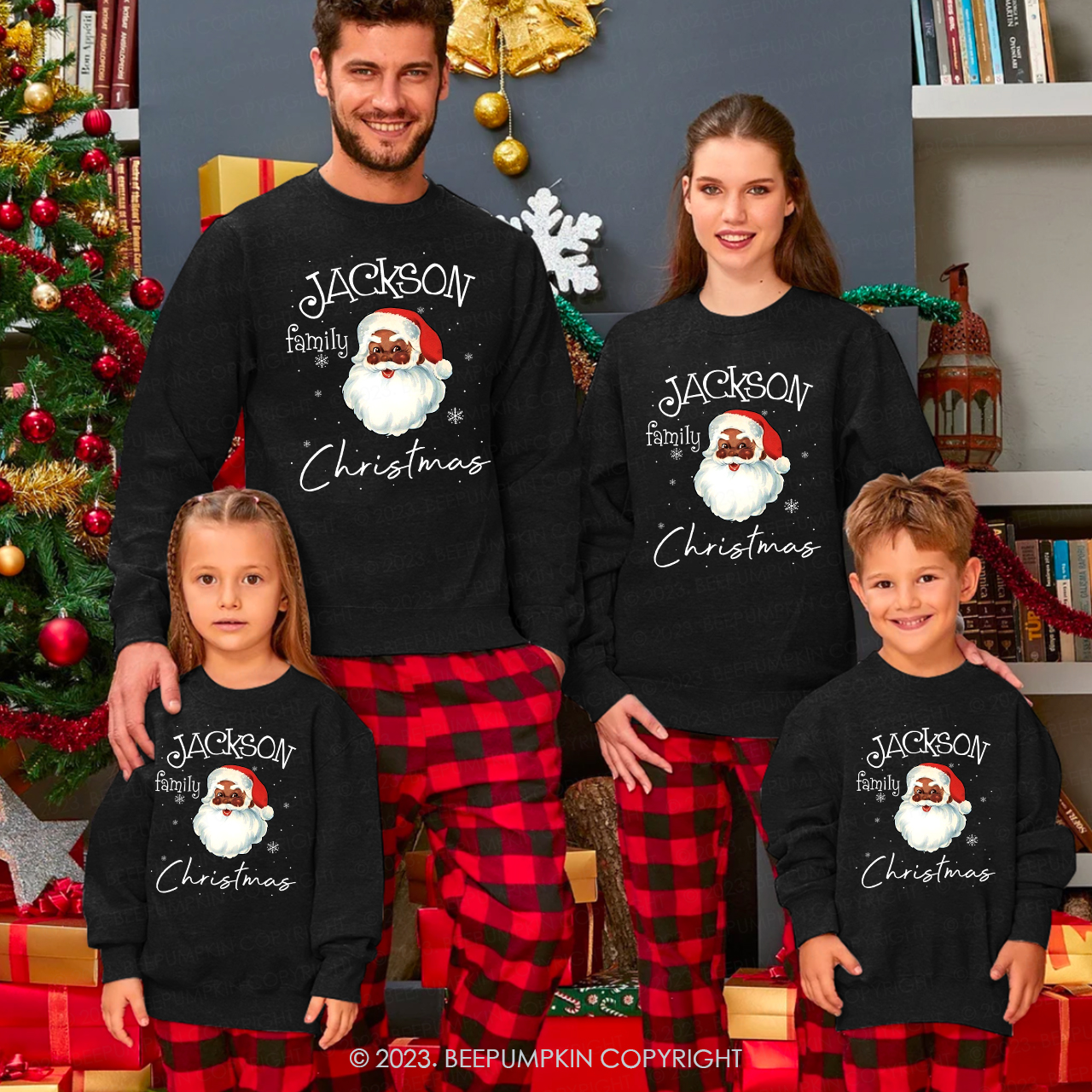 Custom Family Name Santa Holiday Sweatshirts