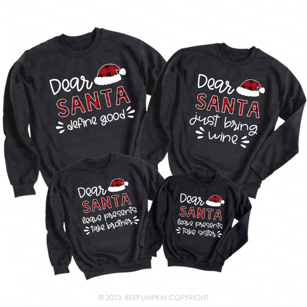 Dear Santa Hat Funny Sweatshirts For Family