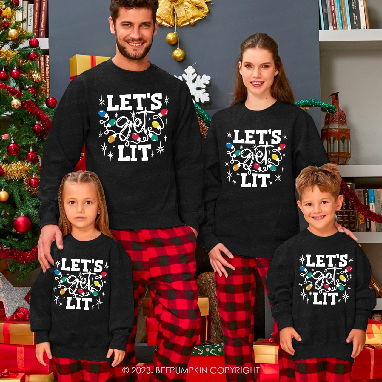 Let's Get Lit Christmas Family Sweatshirts