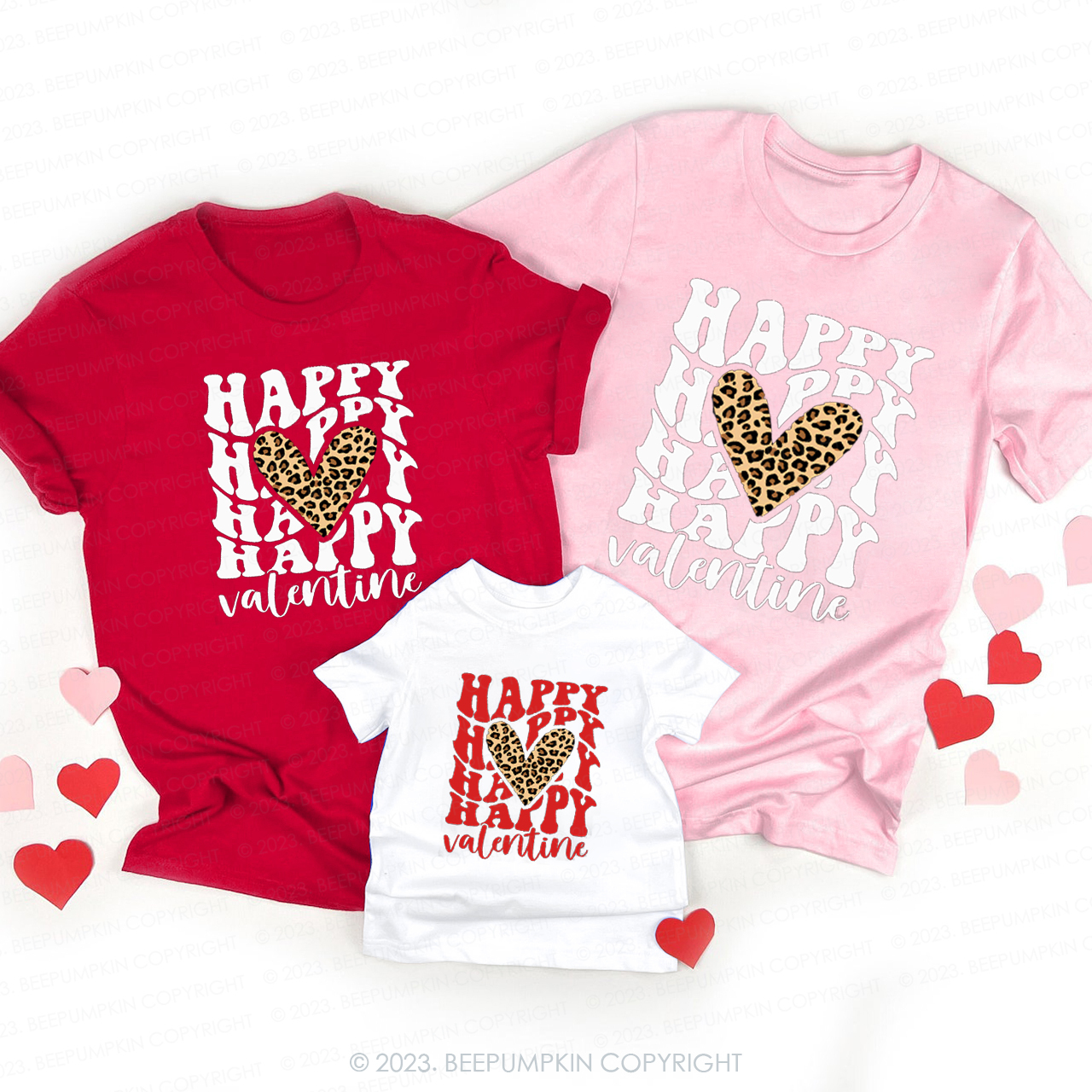 Leopard Happy Valentine Family Matching Shirts