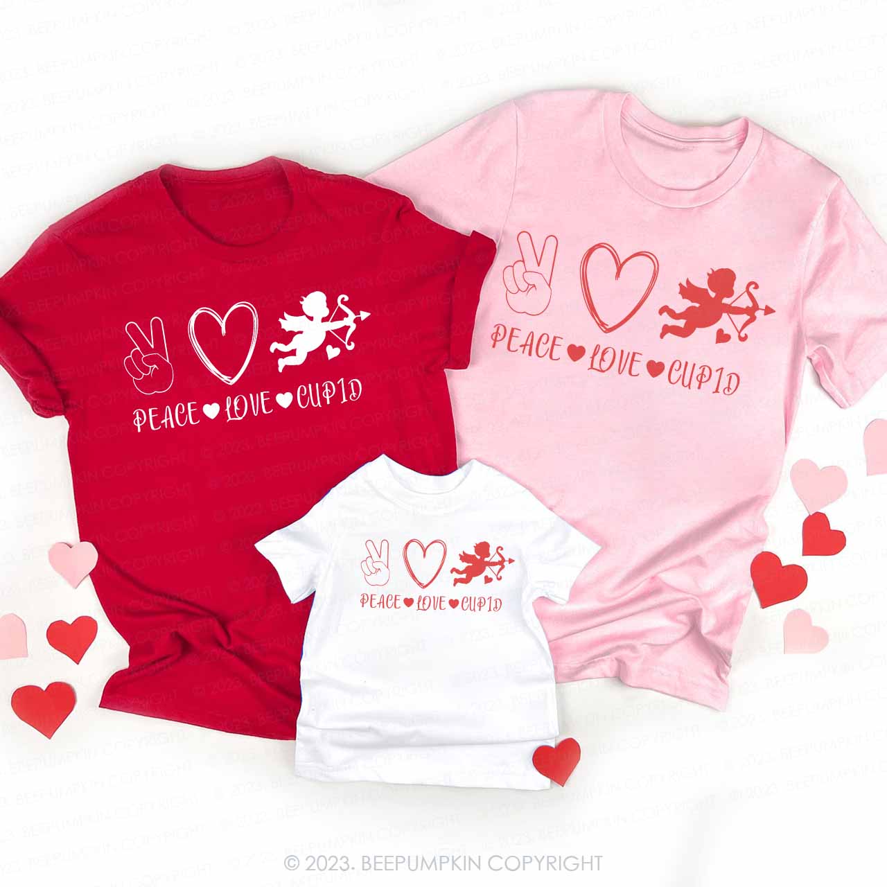 Peace Love Cupid Valentine's Day Family Matching Shirts