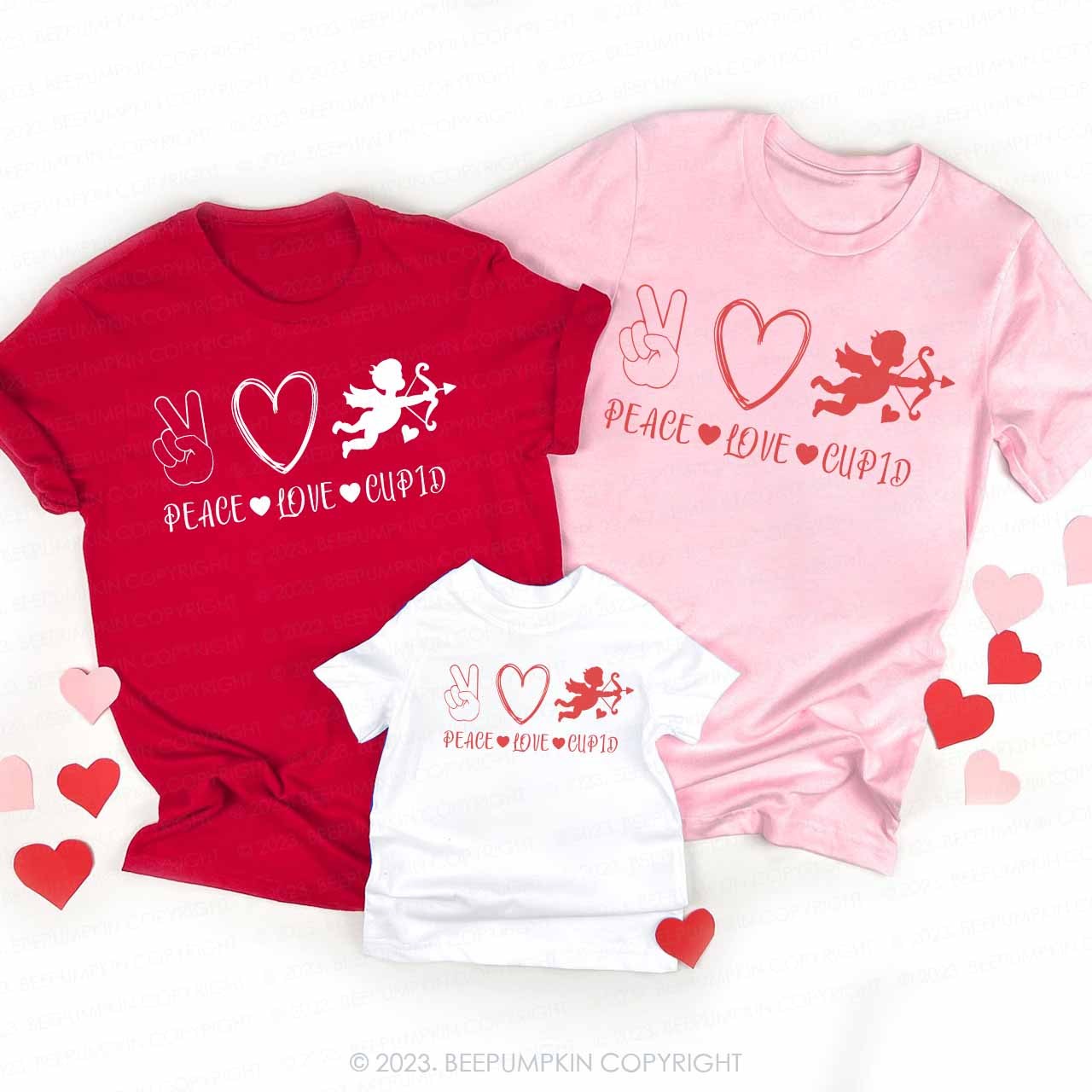 Peace Love Cupid Valentine's Day Family Matching Shirts