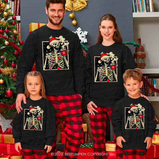 Merry Christmas Skeleton Christmas Sweatshirt For Family