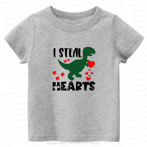 I Steal Hearts Dinosaur Valentine Day -Toddler Tees