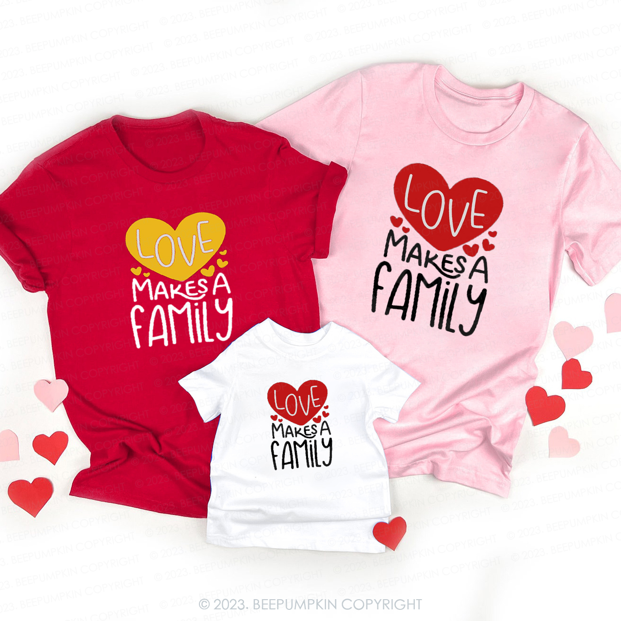 Love Makes A Family Valentines Matching Shirts