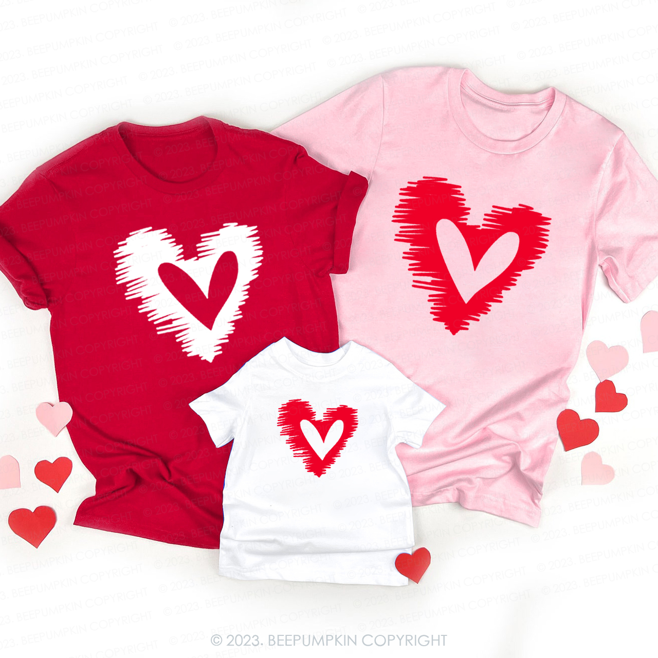 Heart Brush Valentines Day Matching Shirts
