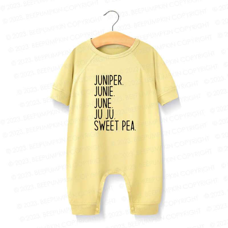 NEW! Mid-sleeves Gender Neutral Nickname Personalized Silky Baby Romper