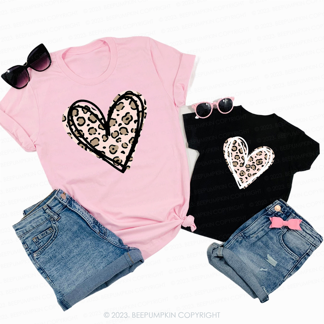 Cheetah Heart Valentines Day Matching Shirts