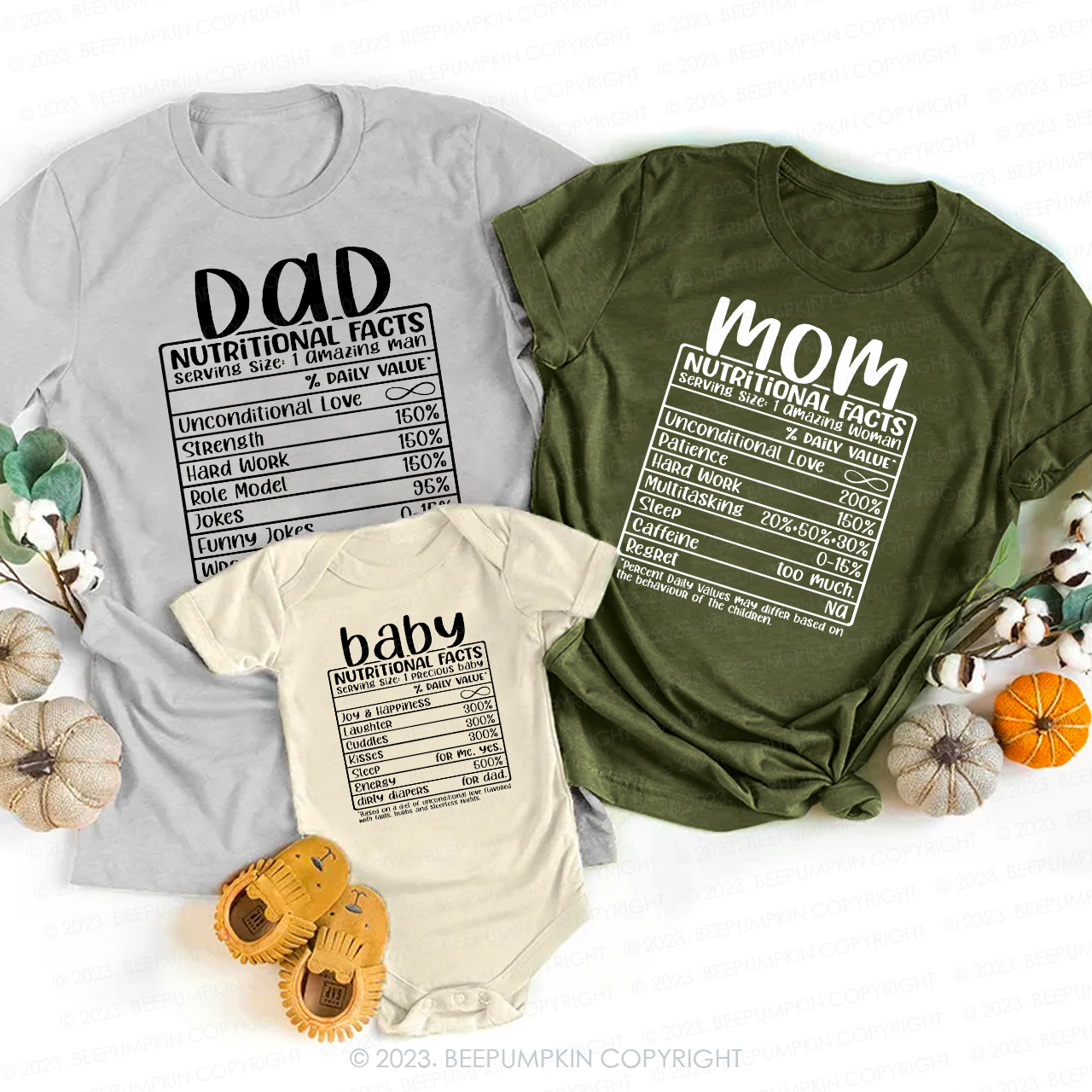 Funny Family Nutrition Facts Family Matching Shirts