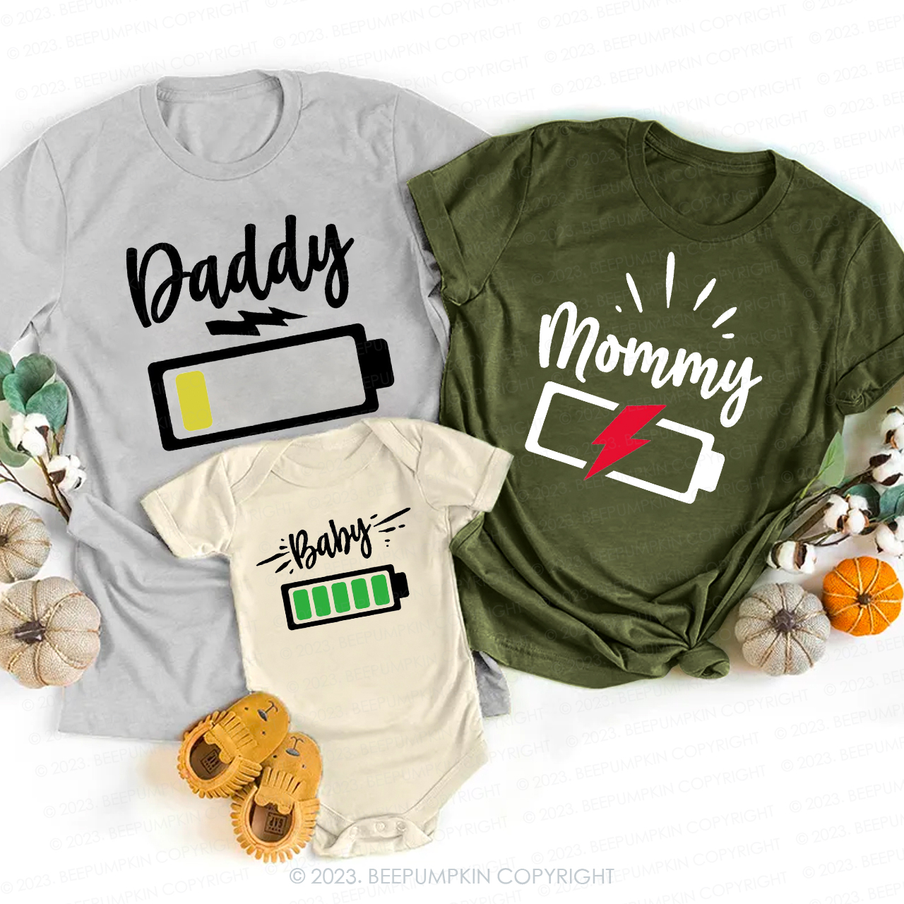 Empty Battery Life Family Matching Tees