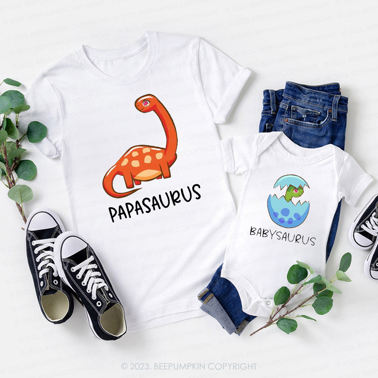 Personalized Cute Birthday Dinosaur Matching Family T-shirts