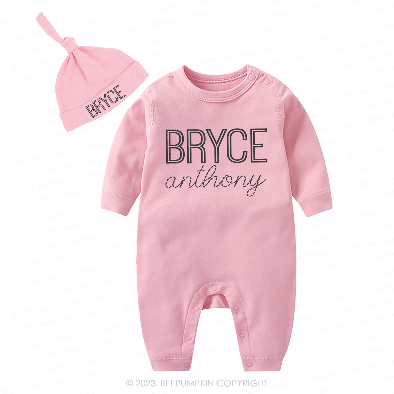 Personalized Name Gender Romper Hat Set