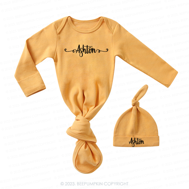  Unisex Knotted Baby Gown With Personalized Knotted Hat