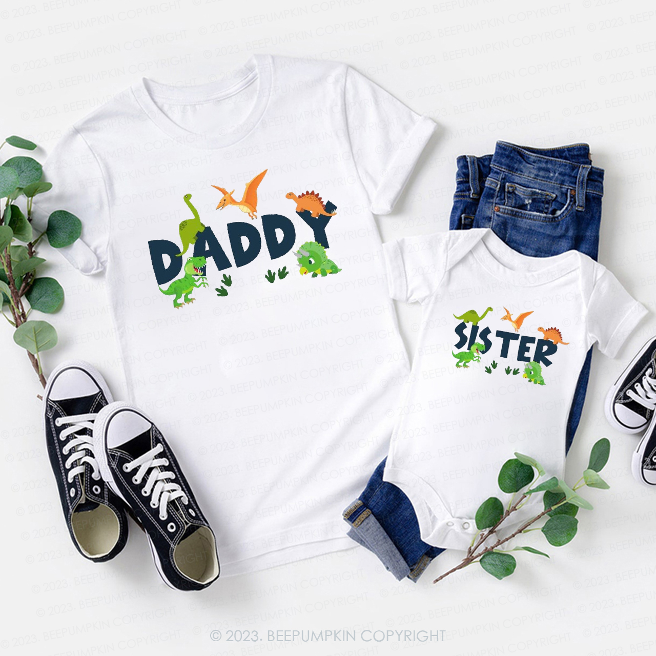 Custom Dinosaur Name Family Trex Matching T-Shirts