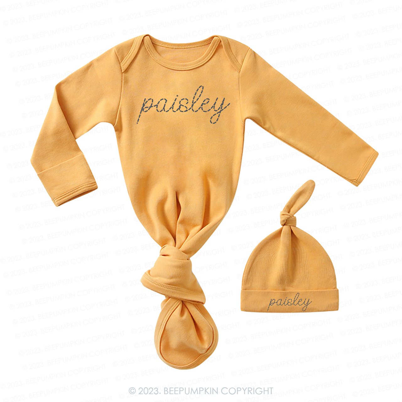 Personalized Dotted Line Name Knotted Gown Set