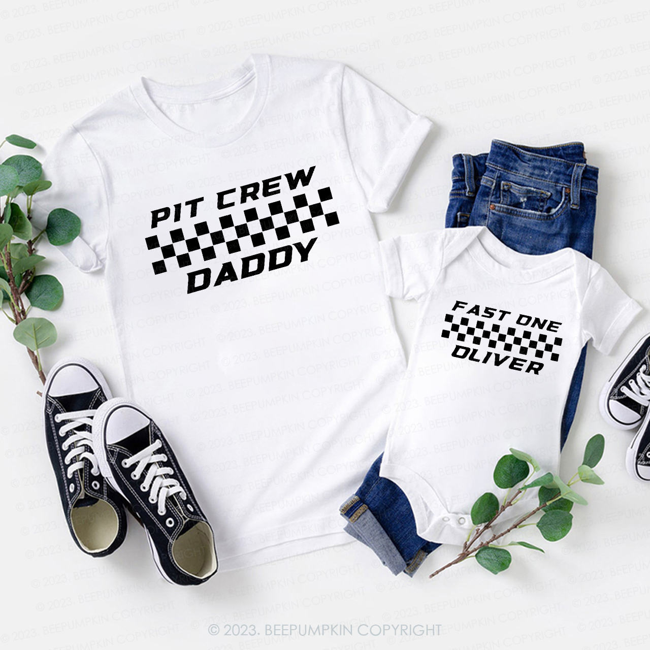 Fast One Pit Crew Funny Family Gift Matching T-Shirts