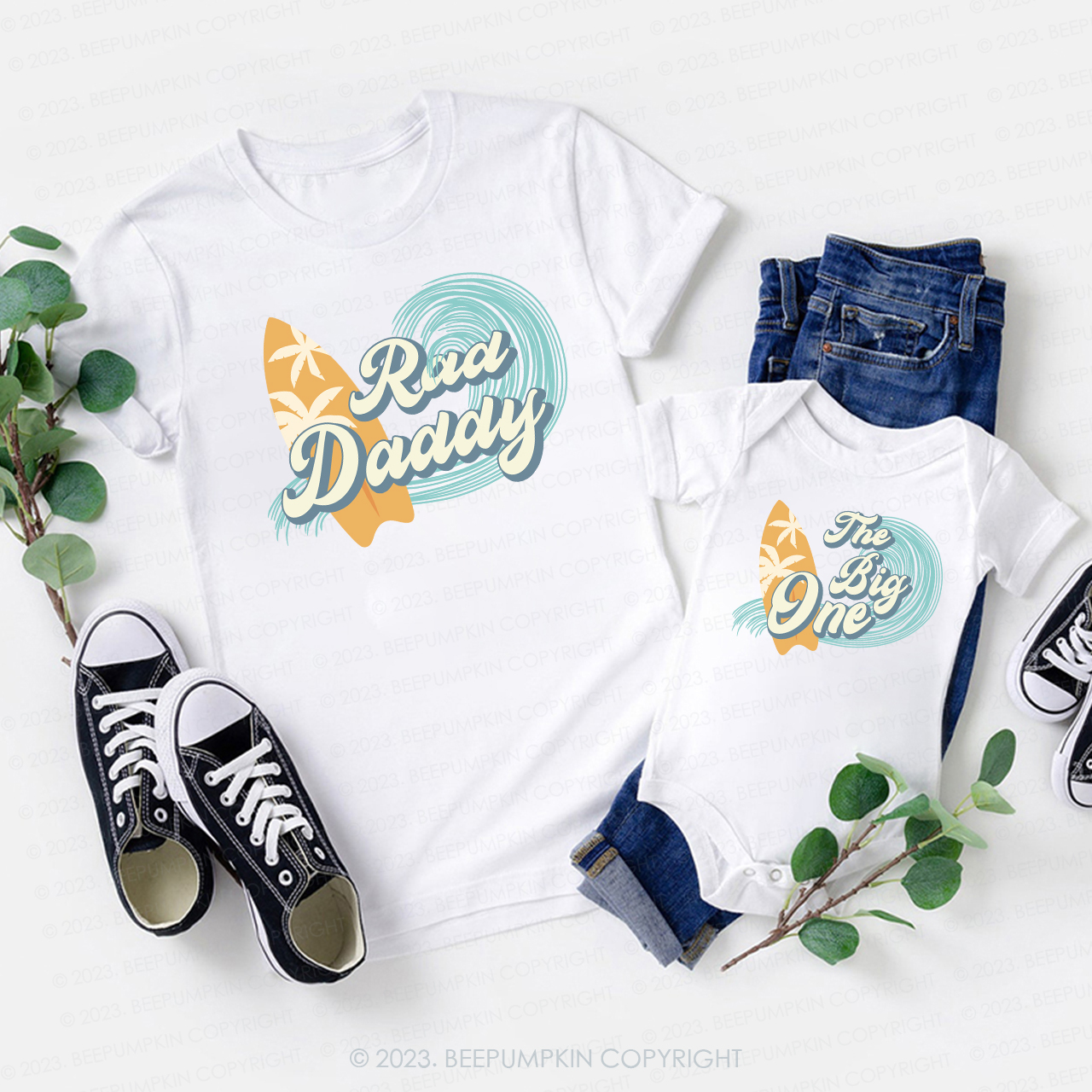 Ocean Wave Surf Matching Family Birthday Shirt 