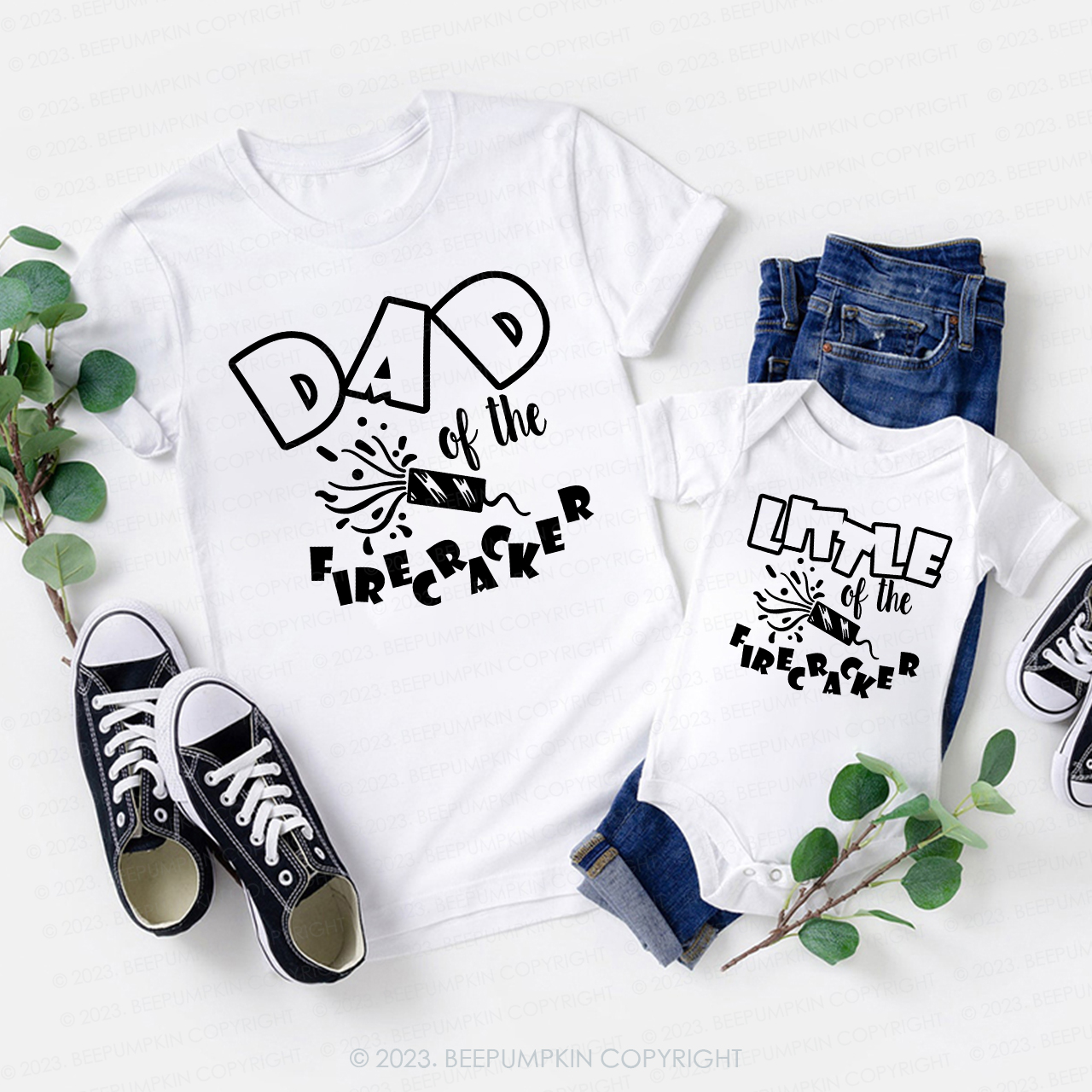 Personalized Family Firecracker Birthday Crew Shirts