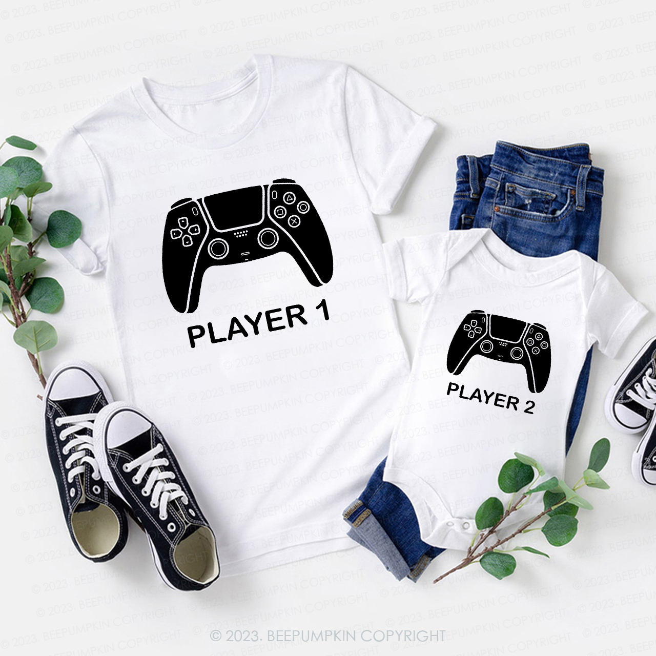 Player 1 Player 2 Gamer Matching Shirt For Family
