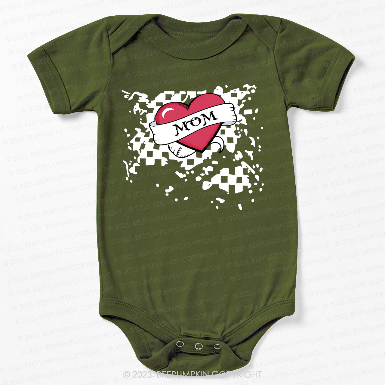 Mom Heart Trucker Bodysuit For Baby Valentines Day