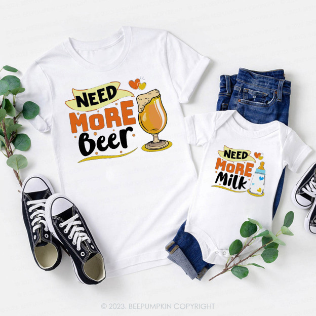 I Need More Coffee Beer Milk Juice Family Matching Shirts