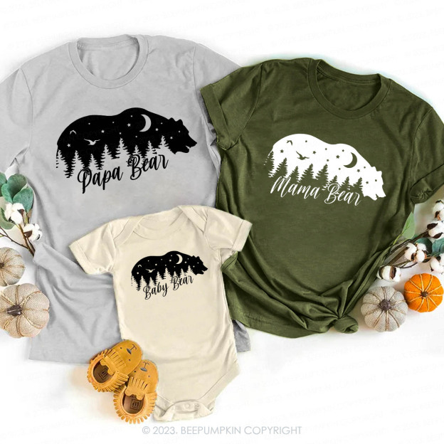 Personalized Family Bear Matching Shirts For Camping Outdoor Forest