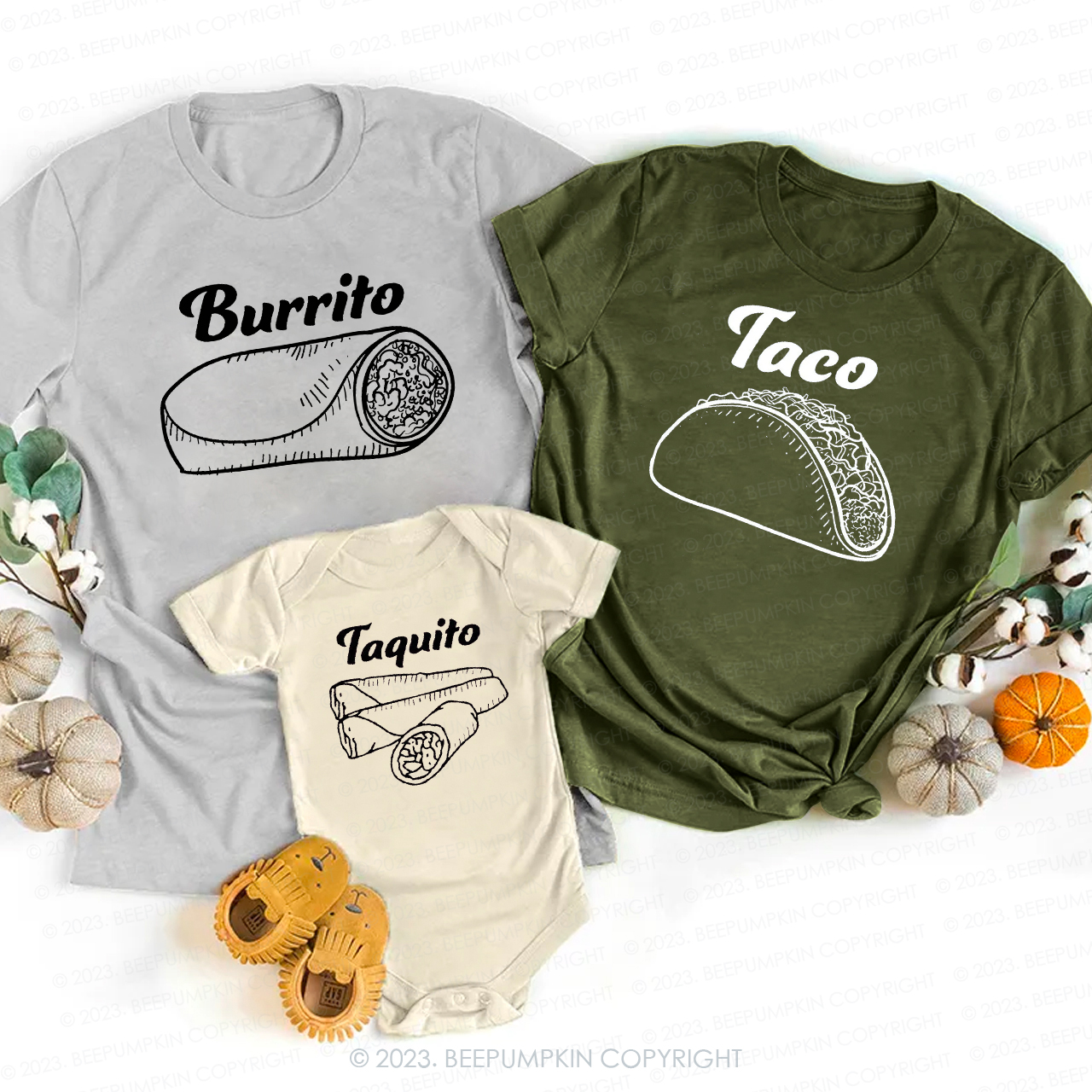 Taco Burrito Taquito Cool Family Matching Shirts 