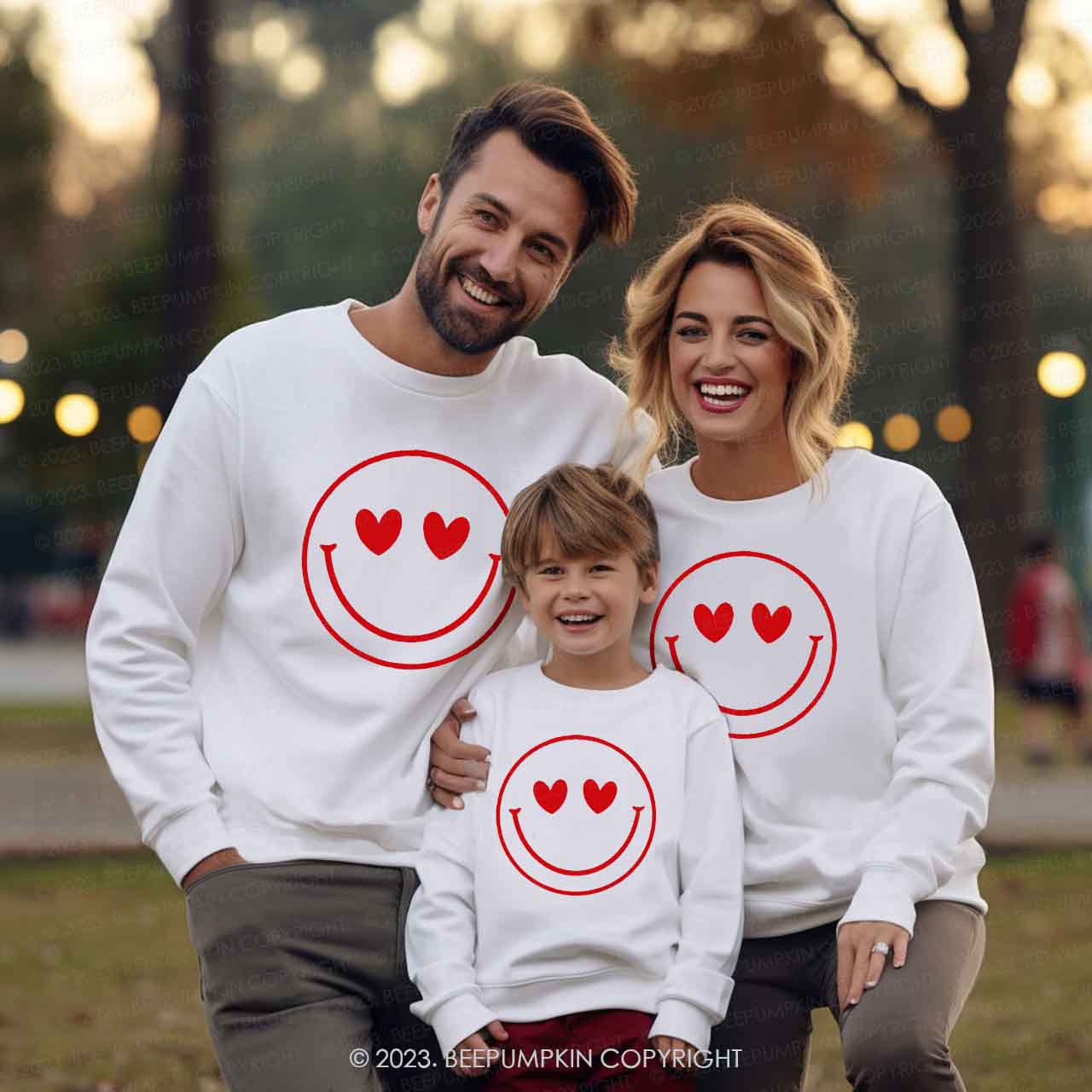 Cute Heart Face Valentine's Day Family Gift Sweatshirts