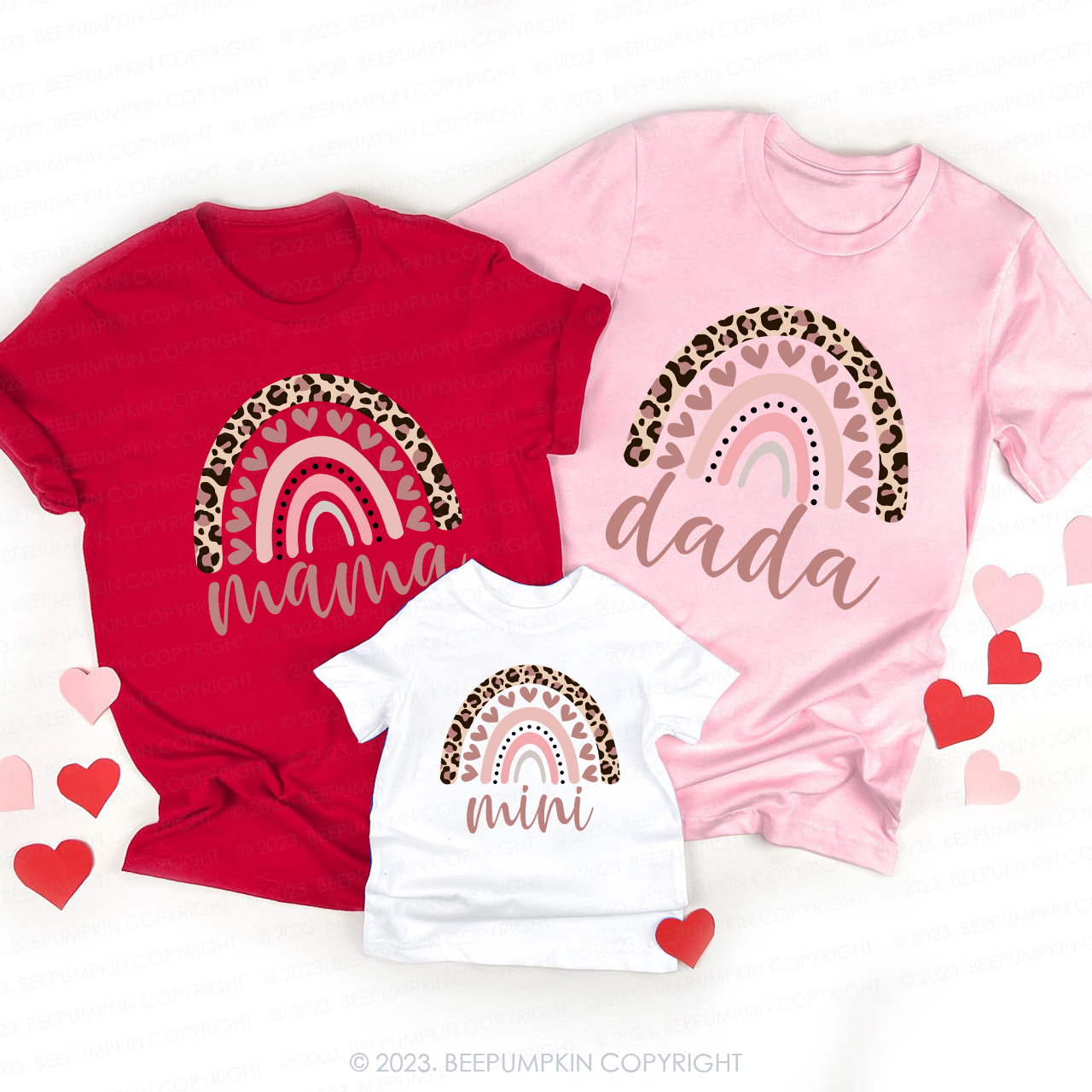 Hearts Mama Dada Mini Valentines Day Shirts For Family