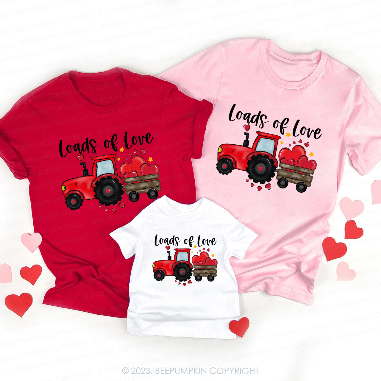 Loads Of Love Tractor Valentines Day Shirts For Family