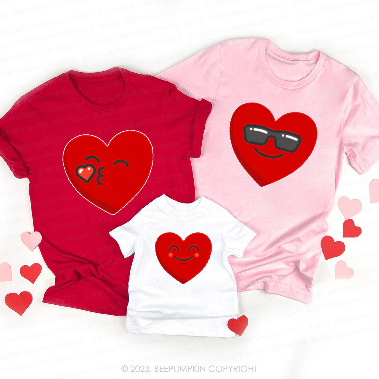 Heart Emoji Valentines Family Matching Shirts