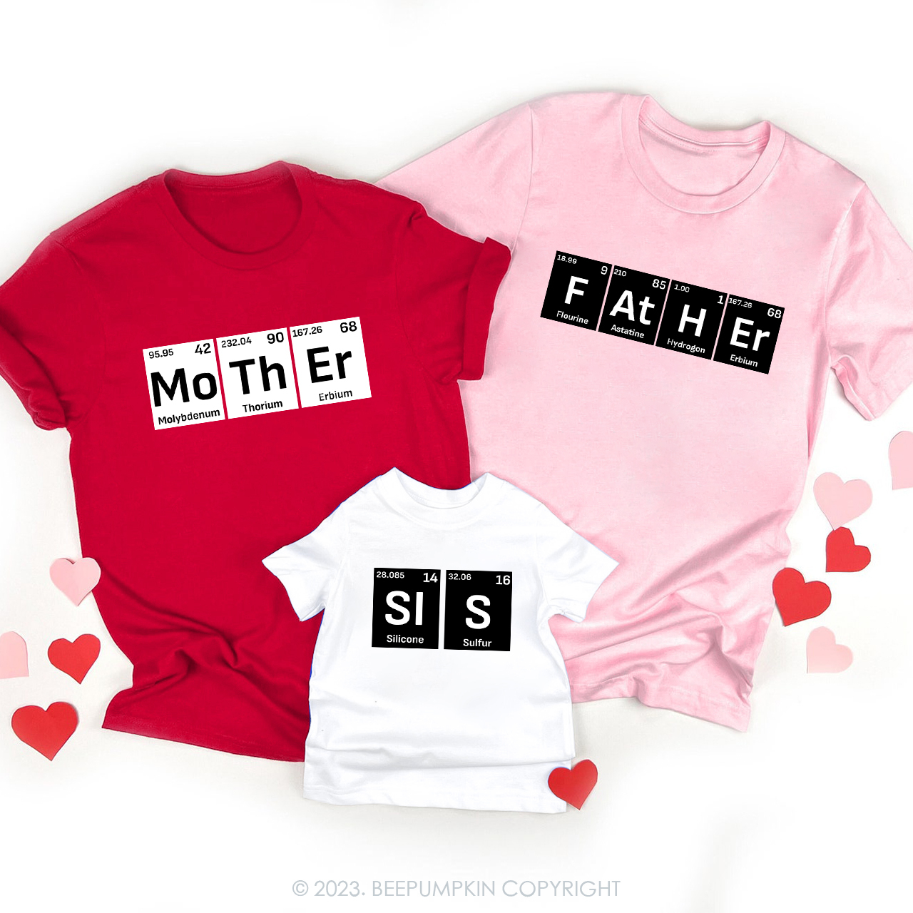 Periodic Table Valentines Family Matching Shirts