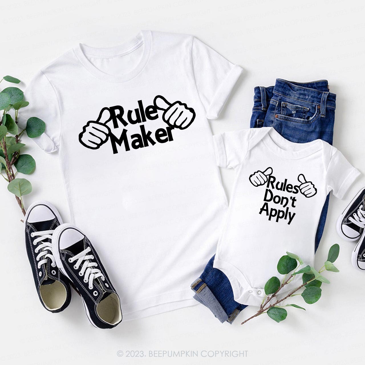 Rule Do Not Apply Thumbs Up Family Matching Shirts 