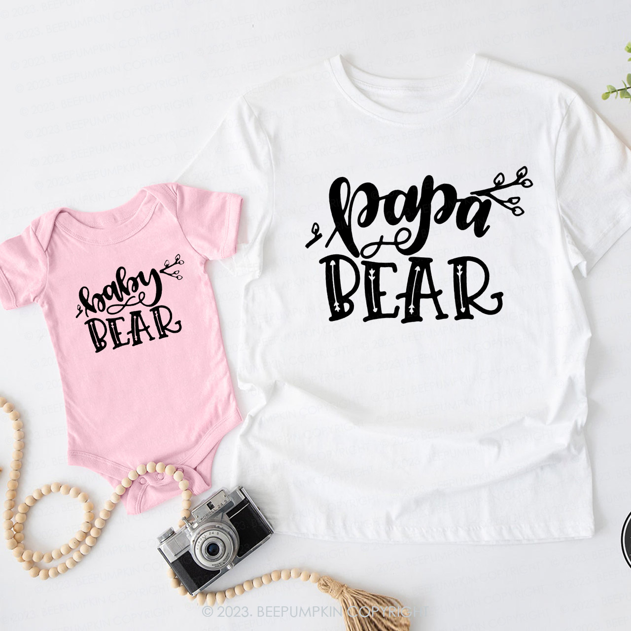 Papa Bear And Baby Bear Matching Dad& Me Shirts