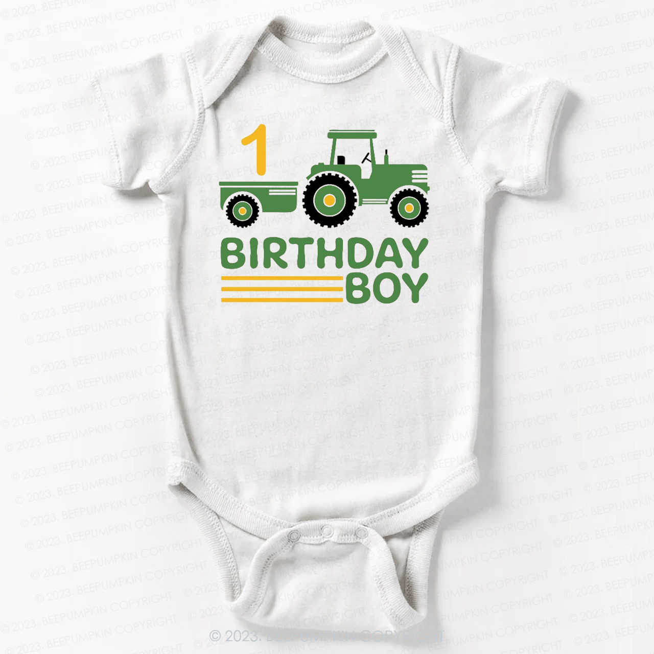 Boy Birthday Tractor Bodysuit For Baby