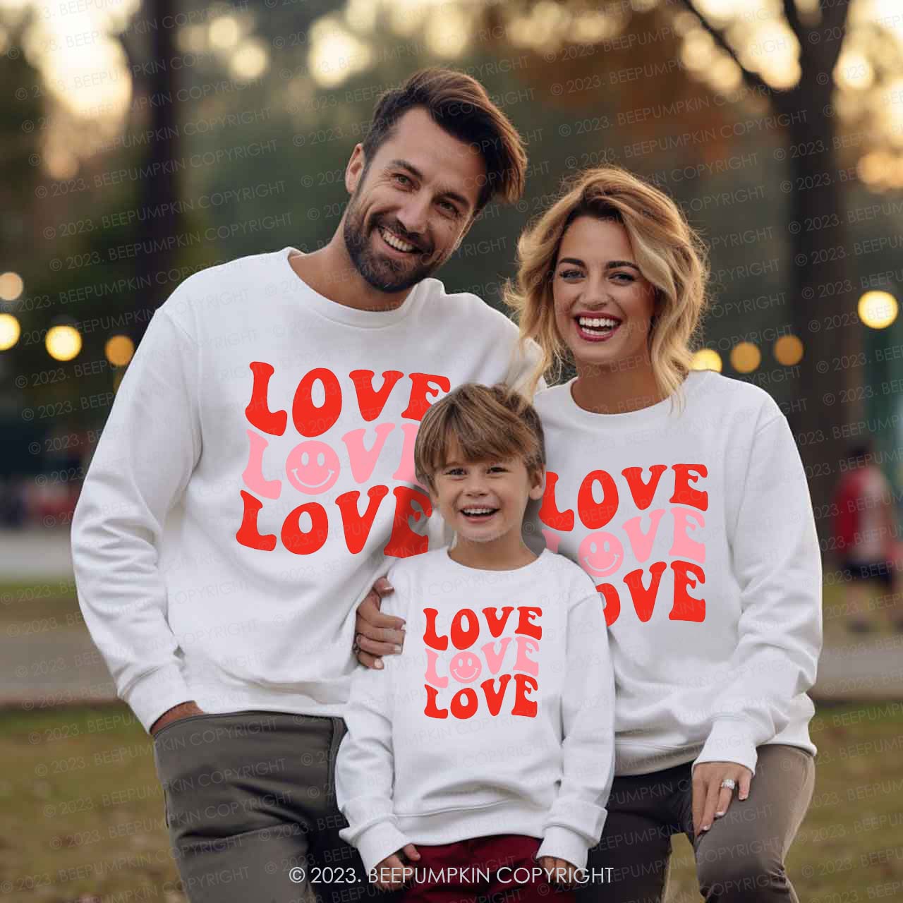 Cute Love Smiley Face Valentine's Family Matching Sweatshirt