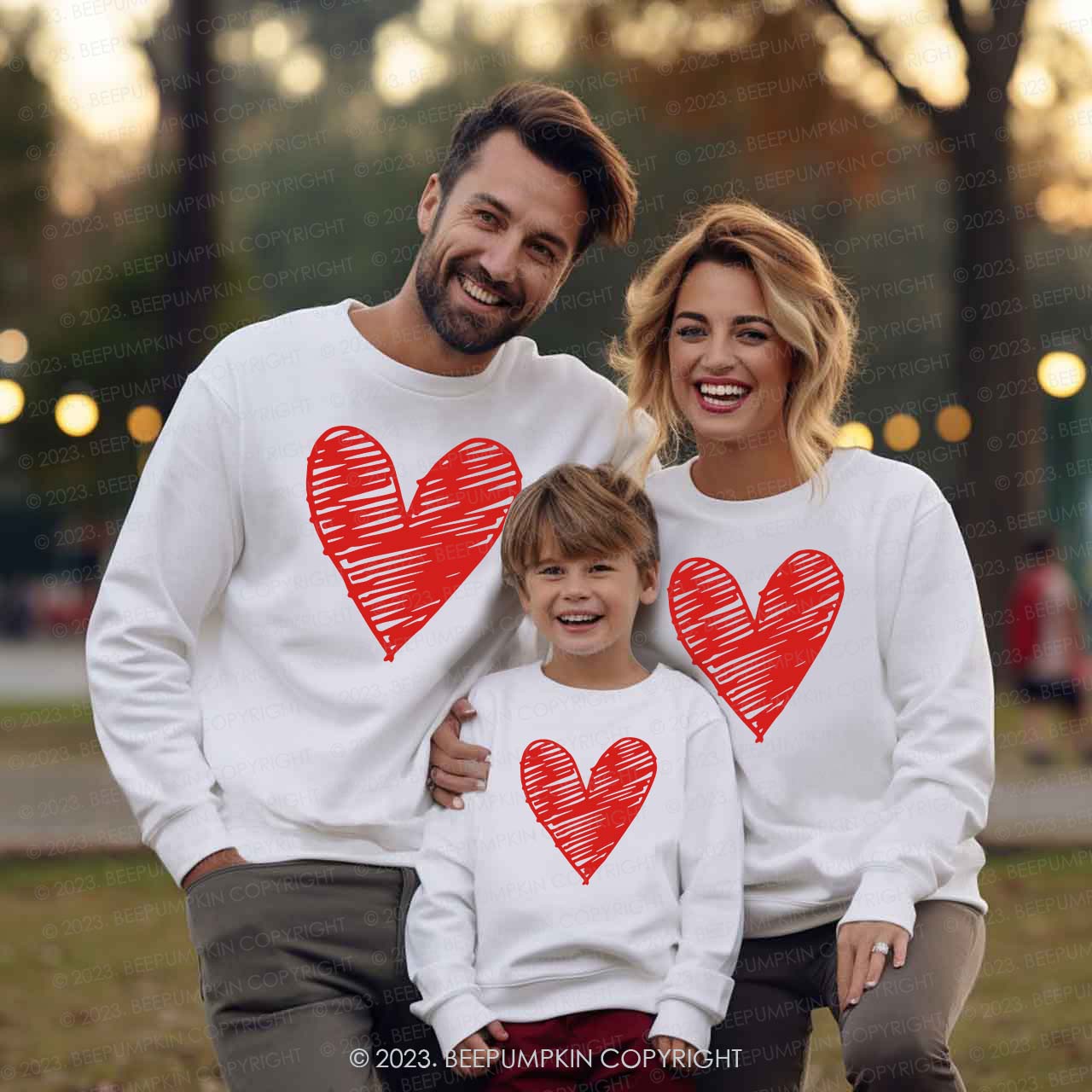 Doodle Hearts Valentine's Family Matching Sweatshirt