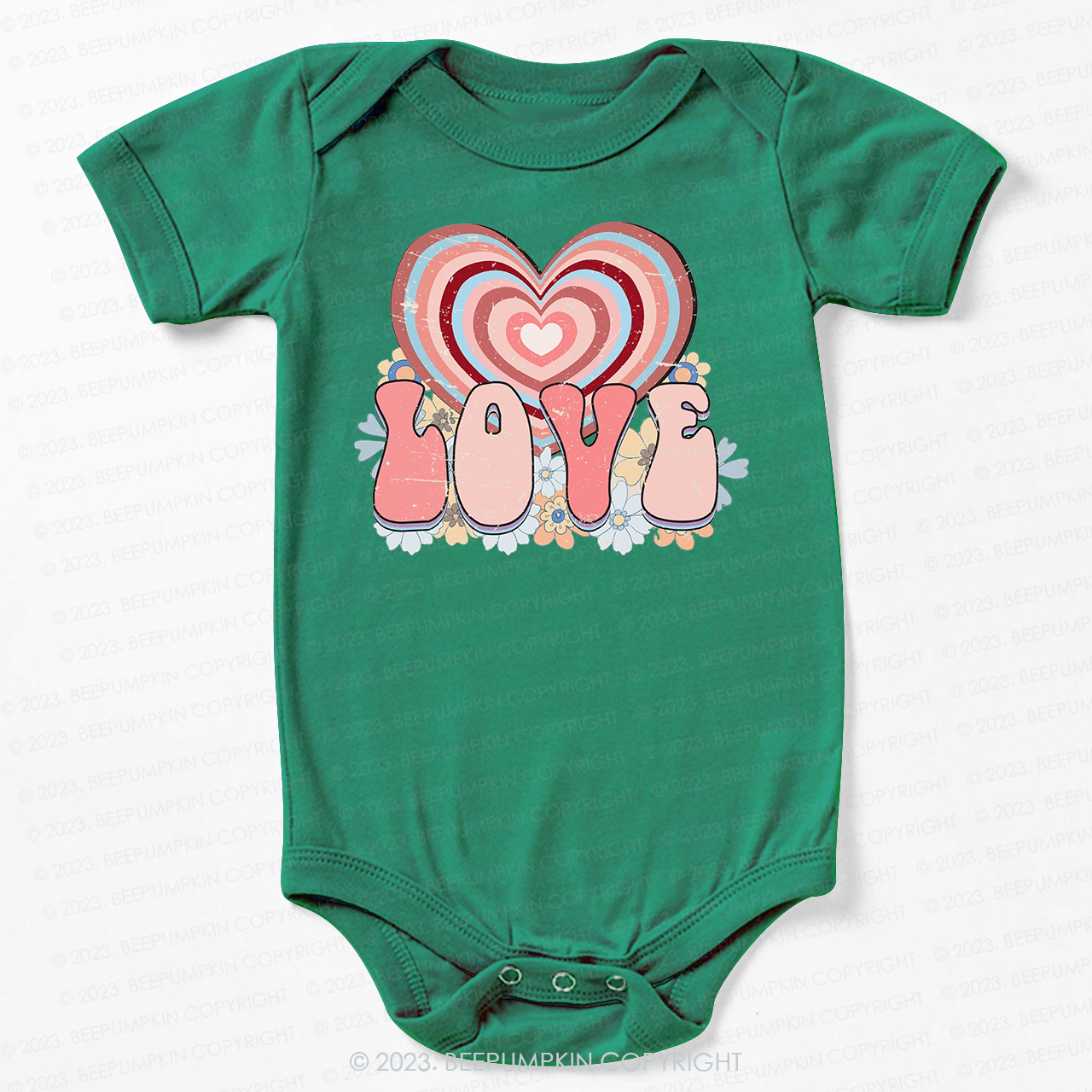 Retro Love Heart  Valentines Day  Bodysuit For Baby