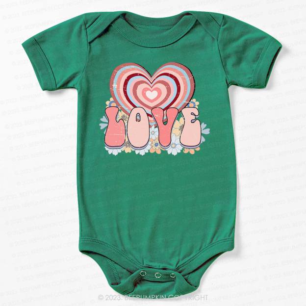 Retro Love Heart  Valentines Day  Bodysuit For Baby
