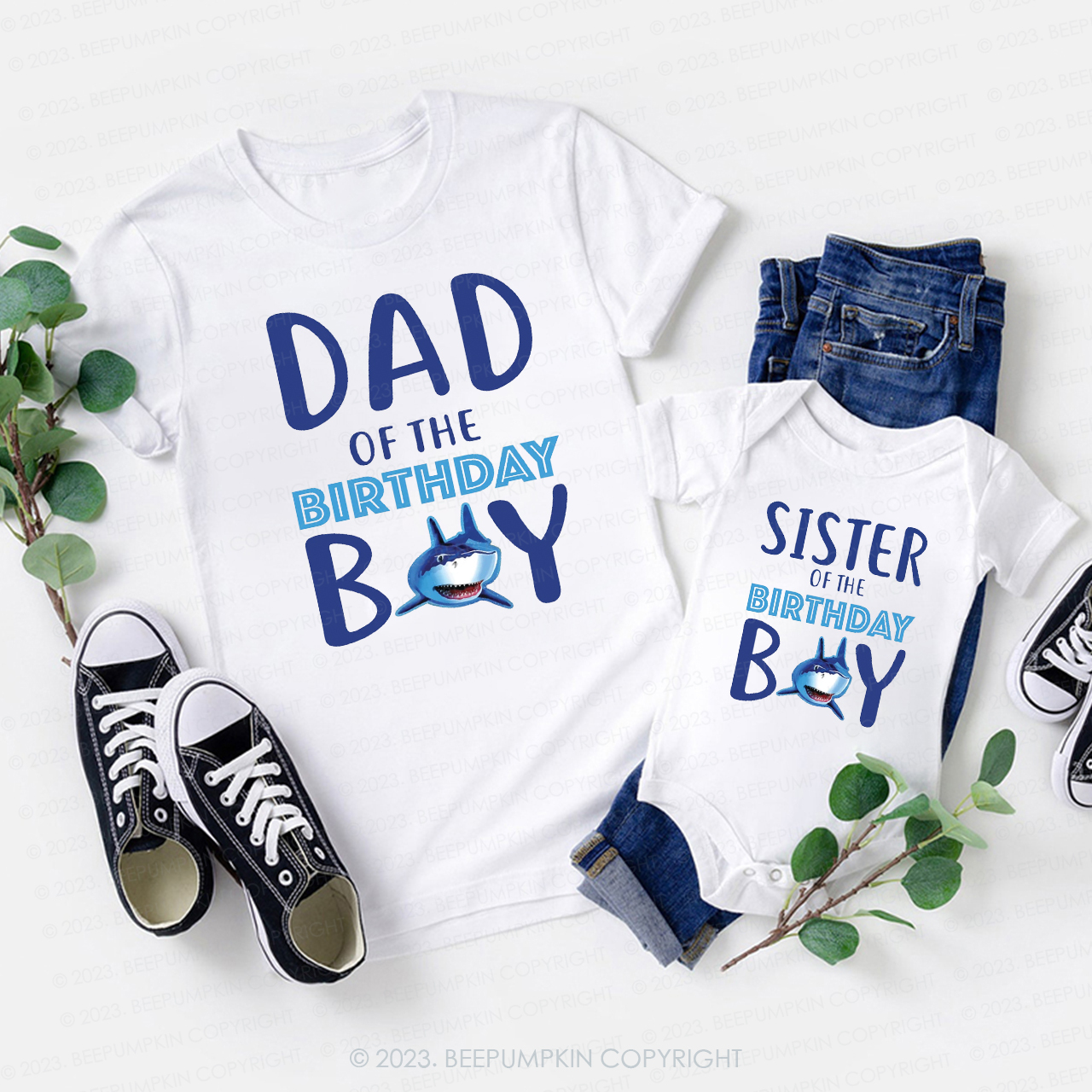 Shark Birthday Family Matching Gift Shirts 