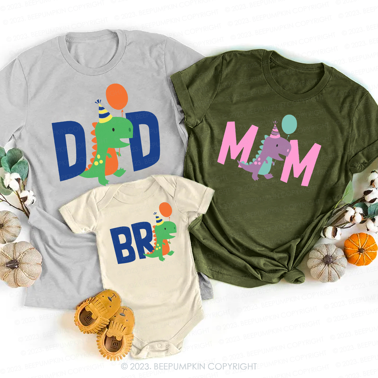 Dinosaur Birthday Family Matching Gift Shirts 