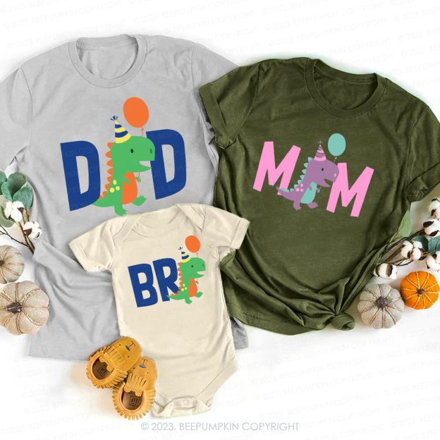 Dinosaur Birthday Family Matching Gift Shirts 