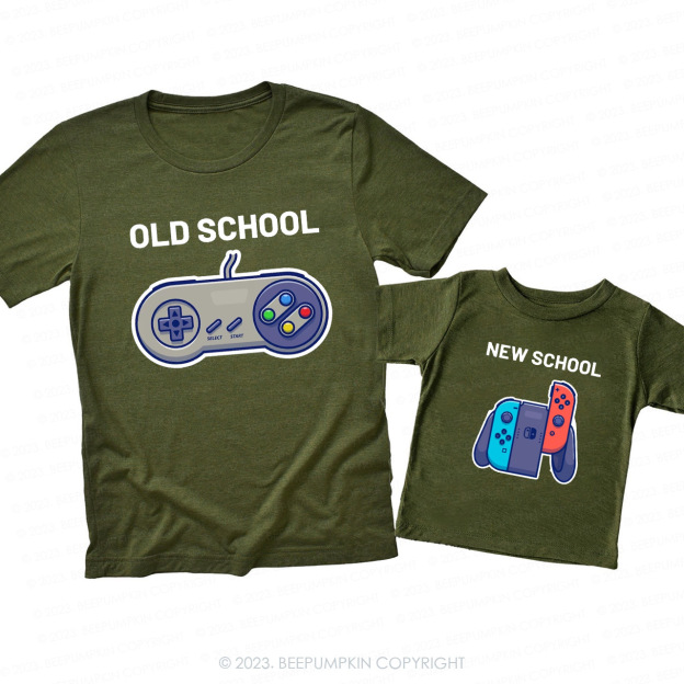 Personalized Video Game Old School New School Matching T-Shirts For Dad&Me
