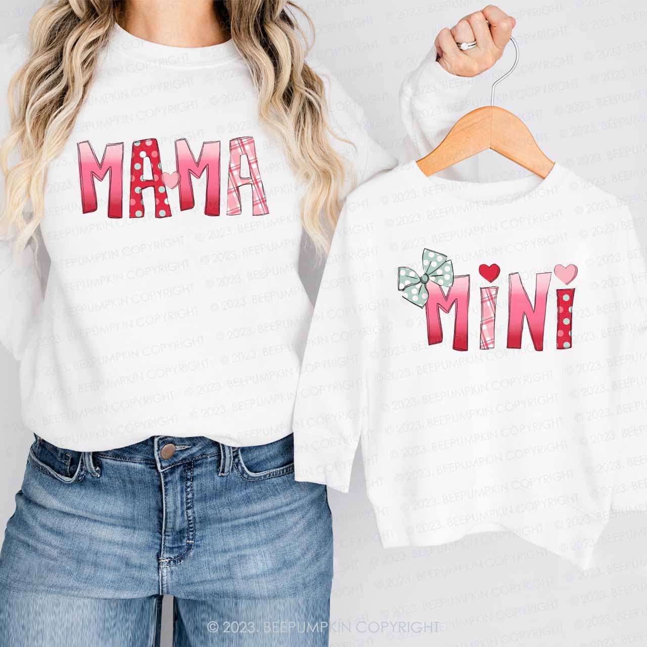 Mama And Mini Blush Valentine's Family Matching Sweatshirt