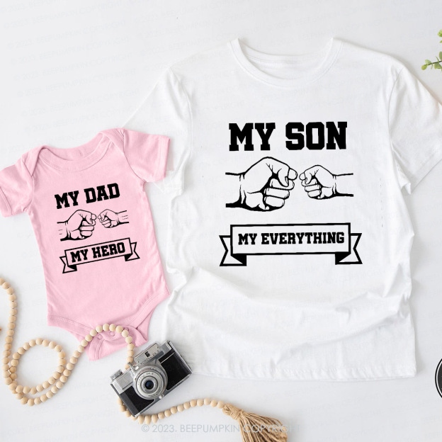 Dad & Me Matching T-Shirts –My Dad My Hero My Son My Everything