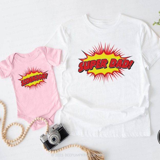 Super Dad And Sidekick Dad & Me Matching T-Shirts