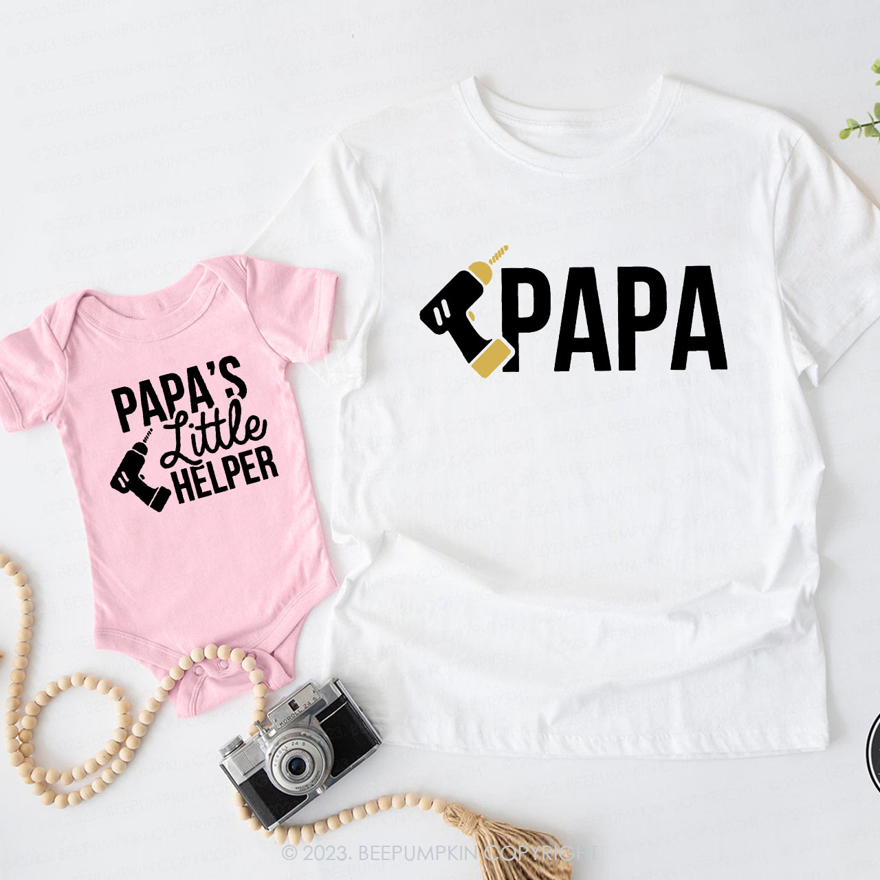 Papa And Papa's Little Helper Dad & Me Matching T-Shirts